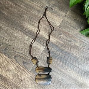 Chico’s|Tortoise Shell Leather Strand Necklace